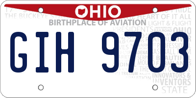 OH license plate GIH9703