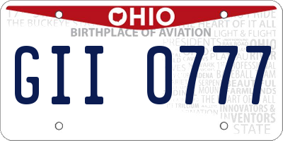 OH license plate GII0777