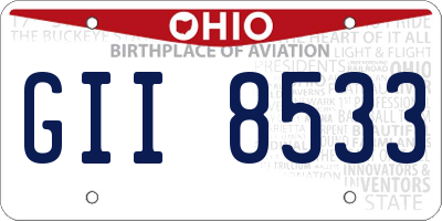 OH license plate GII8533