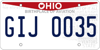 OH license plate GIJ0035