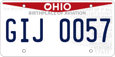OH license plate GIJ0057