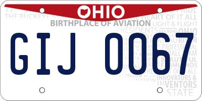 OH license plate GIJ0067