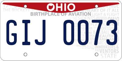 OH license plate GIJ0073