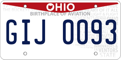 OH license plate GIJ0093