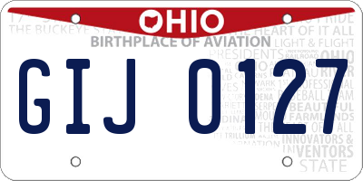 OH license plate GIJ0127