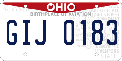 OH license plate GIJ0183