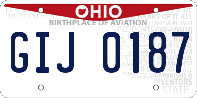 OH license plate GIJ0187