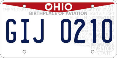 OH license plate GIJ0210