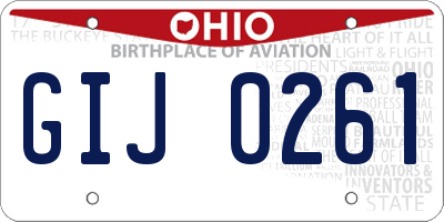 OH license plate GIJ0261
