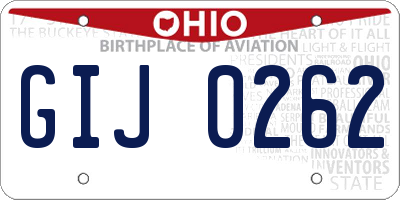 OH license plate GIJ0262
