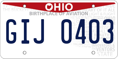 OH license plate GIJ0403