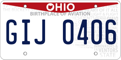 OH license plate GIJ0406