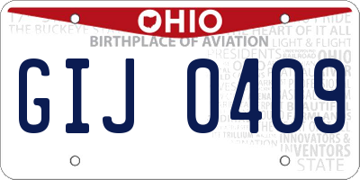 OH license plate GIJ0409