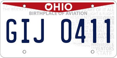 OH license plate GIJ0411