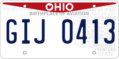 OH license plate GIJ0413