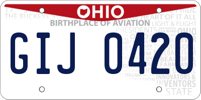 OH license plate GIJ0420