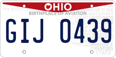 OH license plate GIJ0439