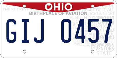 OH license plate GIJ0457