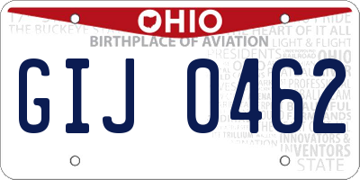 OH license plate GIJ0462