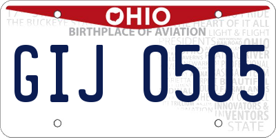 OH license plate GIJ0505