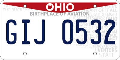 OH license plate GIJ0532