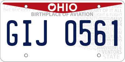 OH license plate GIJ0561