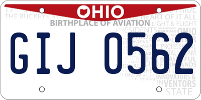 OH license plate GIJ0562