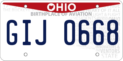 OH license plate GIJ0668