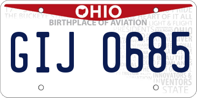 OH license plate GIJ0685