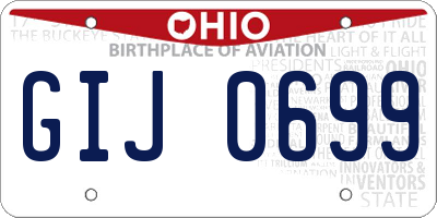 OH license plate GIJ0699