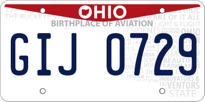 OH license plate GIJ0729