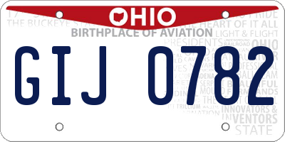 OH license plate GIJ0782