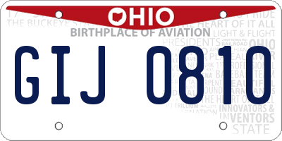 OH license plate GIJ0810