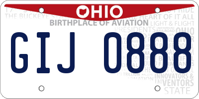 OH license plate GIJ0888