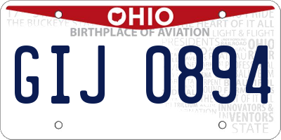 OH license plate GIJ0894