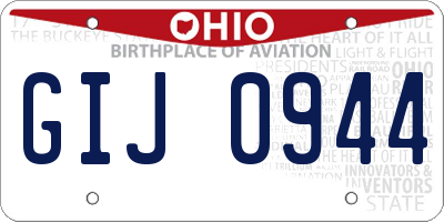 OH license plate GIJ0944