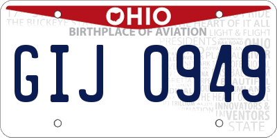 OH license plate GIJ0949