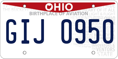 OH license plate GIJ0950