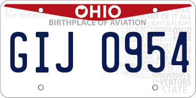 OH license plate GIJ0954