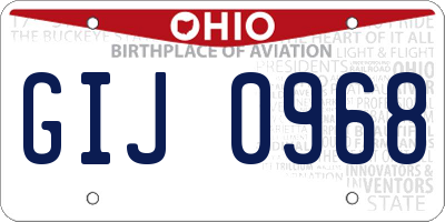 OH license plate GIJ0968