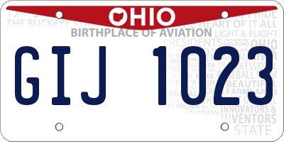 OH license plate GIJ1023