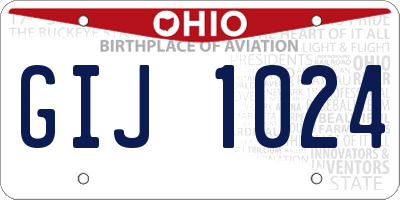 OH license plate GIJ1024