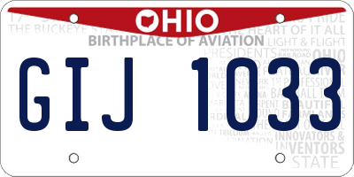 OH license plate GIJ1033