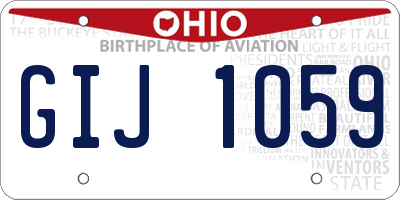 OH license plate GIJ1059