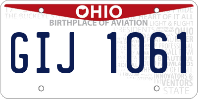 OH license plate GIJ1061