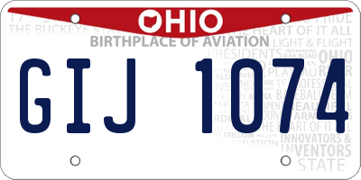 OH license plate GIJ1074