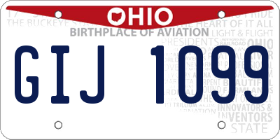 OH license plate GIJ1099