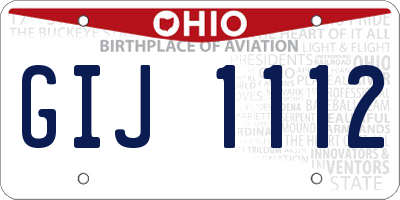 OH license plate GIJ1112