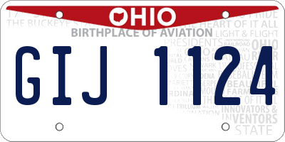 OH license plate GIJ1124