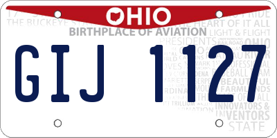 OH license plate GIJ1127
